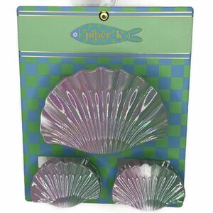 Piper K Iridescent Clam Shell Hair Claw Clips set of 3